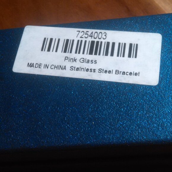 Beveled Pink Glass Ion Plated Rose Gold Stainless Steel Station Bracelet - Picture 10 of 10